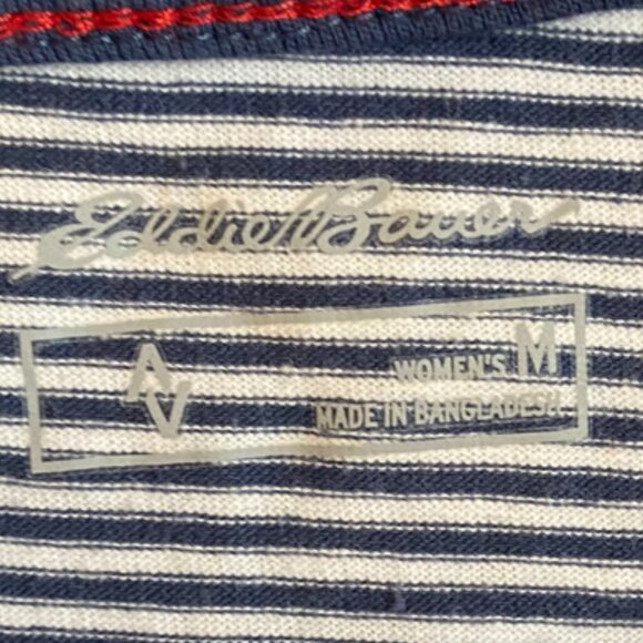 Eddie Bauer Blue & White Striped USA Short Sleeve Shirt - Picture 4 of 7